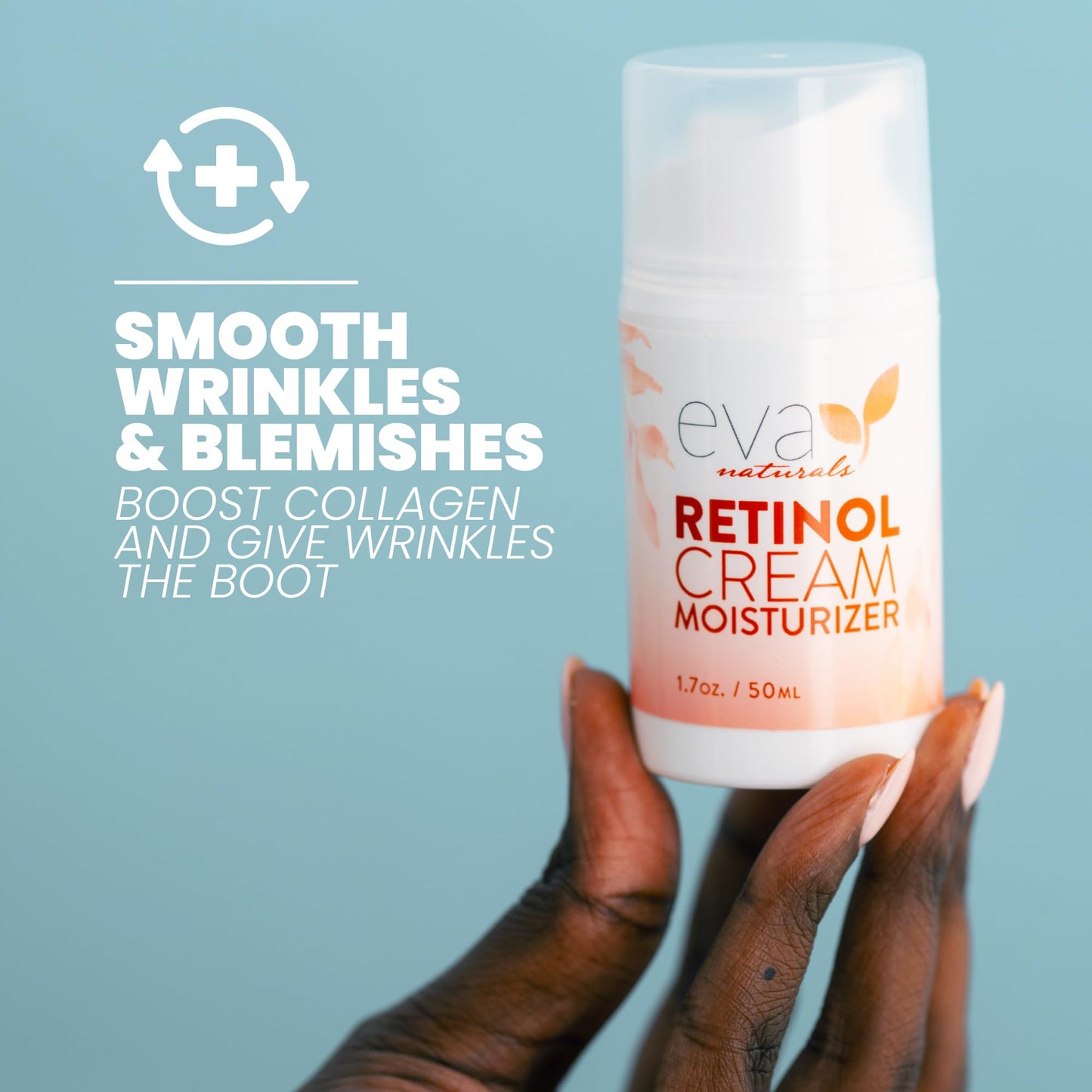 Eva Naturals Anti-Aging Retinol Cream For Face - Anti-wrinkle Retinol-Complex Moisturizer Day & Night Cream w/Hyaluronic Acid & Vitamin E For Women