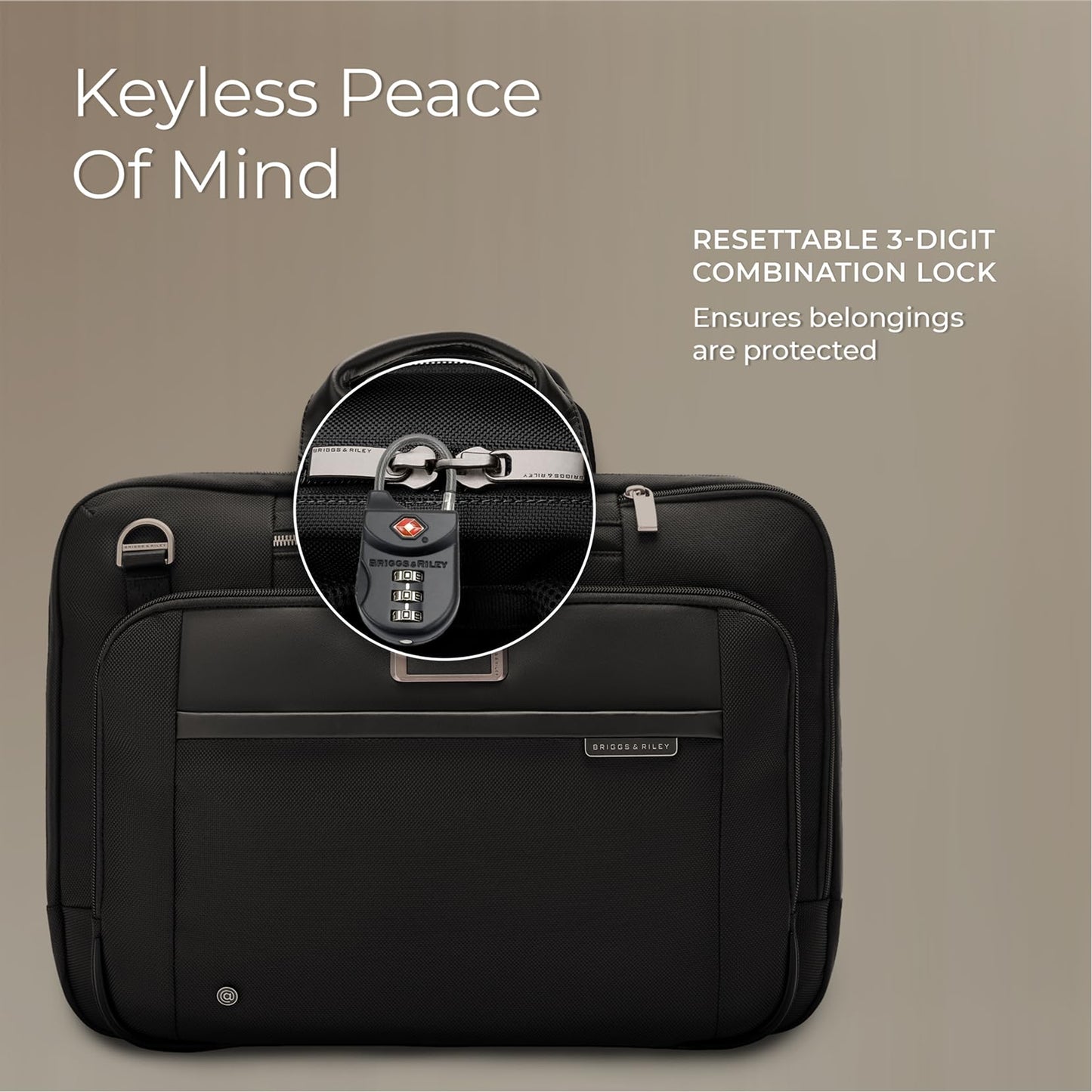 Briggs & Riley TSA Approved Cable Lock – 3-Digit Combination Travel Lock with Flexible Cable for Luggage, Suitcases & Zippered Bags