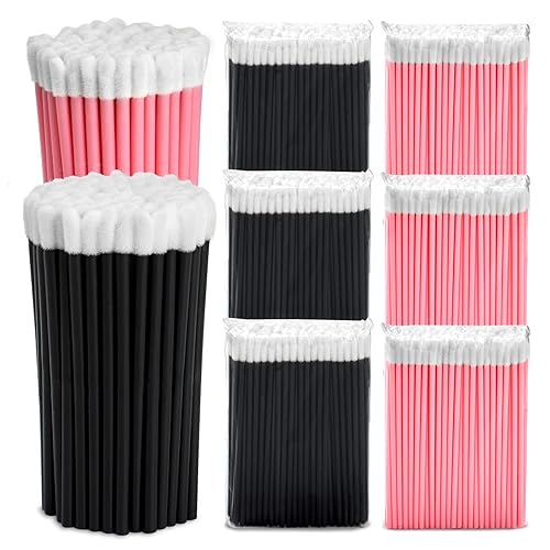 600pcs Disposable Lip Applicators, Lipstick Brushes & Lip Wands - Black & Pink 3.6 Inch Hygienic Makeup Applicators for Precision Application