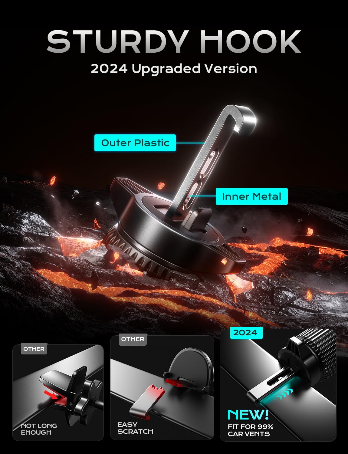 CHGeek Wireless Car Charger, 15W Fast Charging Car Phone Holder Charger Auto-Clamping Air Vent Car Phone Mount with Blue LED Backlit for iPhone 17 16…