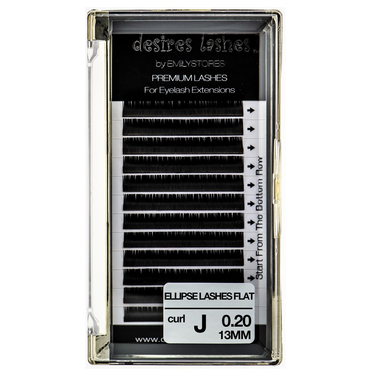 Ellipse Lash 0.20mm Thickness J Curl Length 13mm Flat Shaped Volume Eyelashes Single Size for Eyelash Extensions (Ellipse,Flat 0.20,J,13mm)