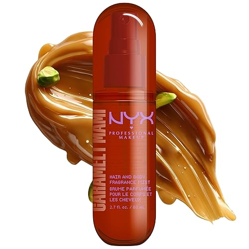 NYX PROFESSIONAL MAKEUP Fat Oil Fragrance Mist Perfume in Caramelt Mami, Caramel Scented Long Lasting Hair & Body Spray With Brown Sugar & Pistachio