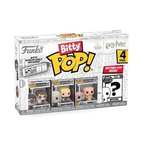 Funko Bitty POP! HP - Harry in Robe with Scarf, 4-Pack - Harry Potter, Draco Malfoy, Dobby and A Surprise Mystery Mini Figure - 0.9 Inch (2.2 Cm)…