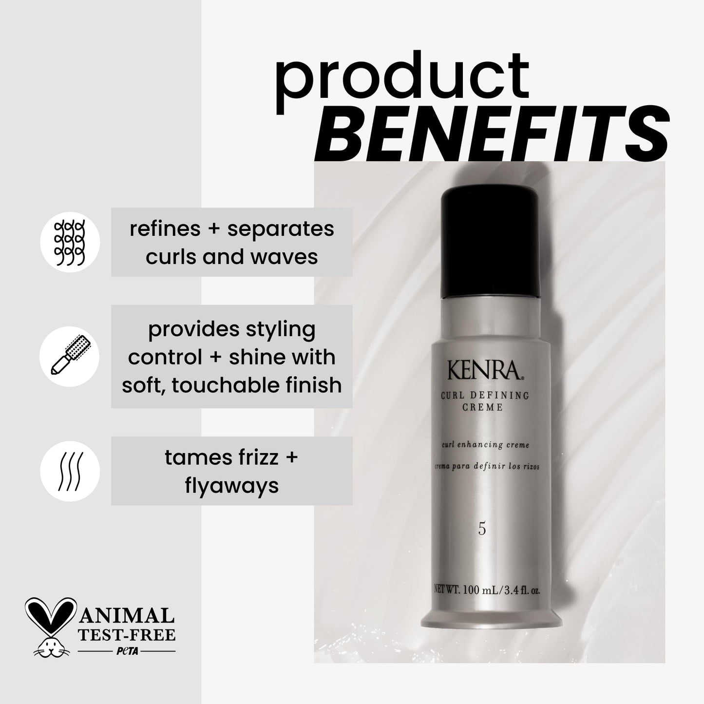 Kenra Professional Curl Defining Crème 5 | Texture Enhancing Styler | Tames Frizz & Flyaways | Refines and Seperates Curls & Waves | Helps Resist