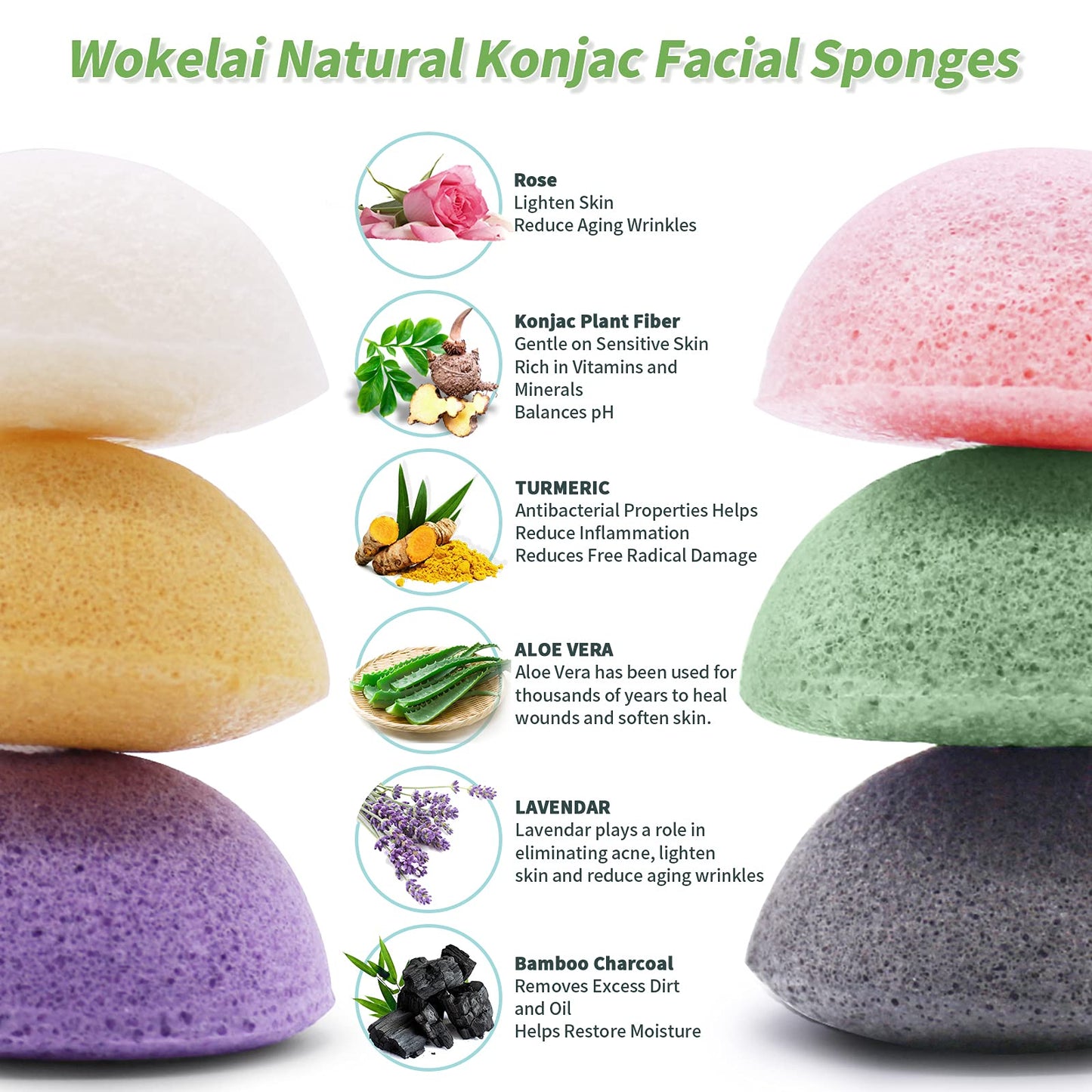 Konjac Facial Sponges for Cleansing Exfoliating - Konjac Face Sponge for Washing Face Body, Natural Cleaning Puff Buff Scrubber for Shower Bath SPA