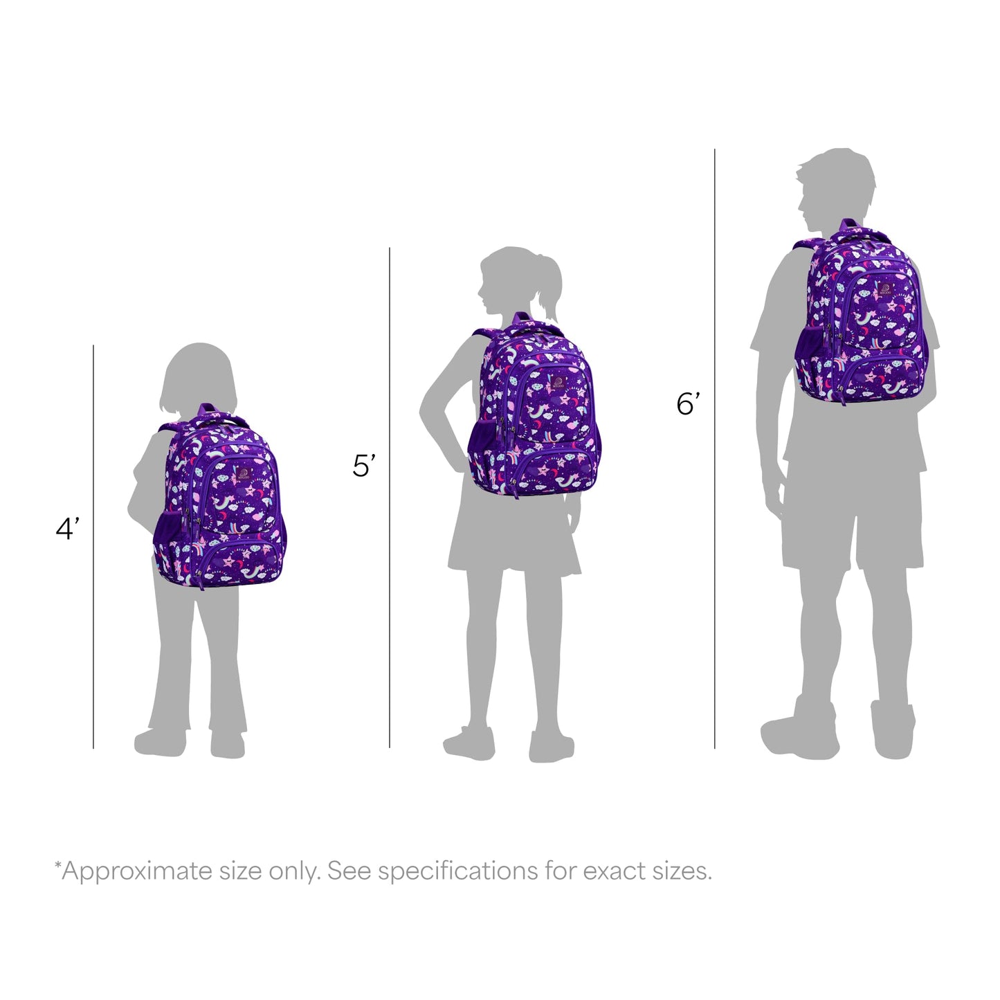 MYGOO Girls Backpack - 17" Tall Large Elementary School Bag, Doubleday Collection, 24L Capacity, Dream Purple