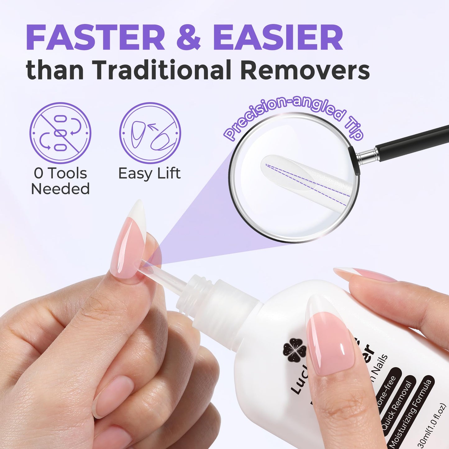 Luckyfairy 30ml Nail Glue Remover: Multi-functional Press On Nail Remover, Gentle Non-Acetone Nail Polish Remover for Gel Nails Tips, Quick Easy Beauty and Personal Care Luckyfairy