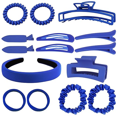 15pcs Hair accessories set Hair Claws Scrunchy Alligator Snap Clips Ties Bangs Headband Hoop Jaw Big Middle Small Mini Size Light Weight Matte Rubber