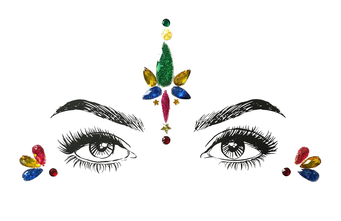 Christmas Face Gems,3PCS Crystal Body Glitter Face Stickers Festival Makeup Jewels Temporary Tattoo Glitter Rhinestone Adhesive for Face Eyes Body