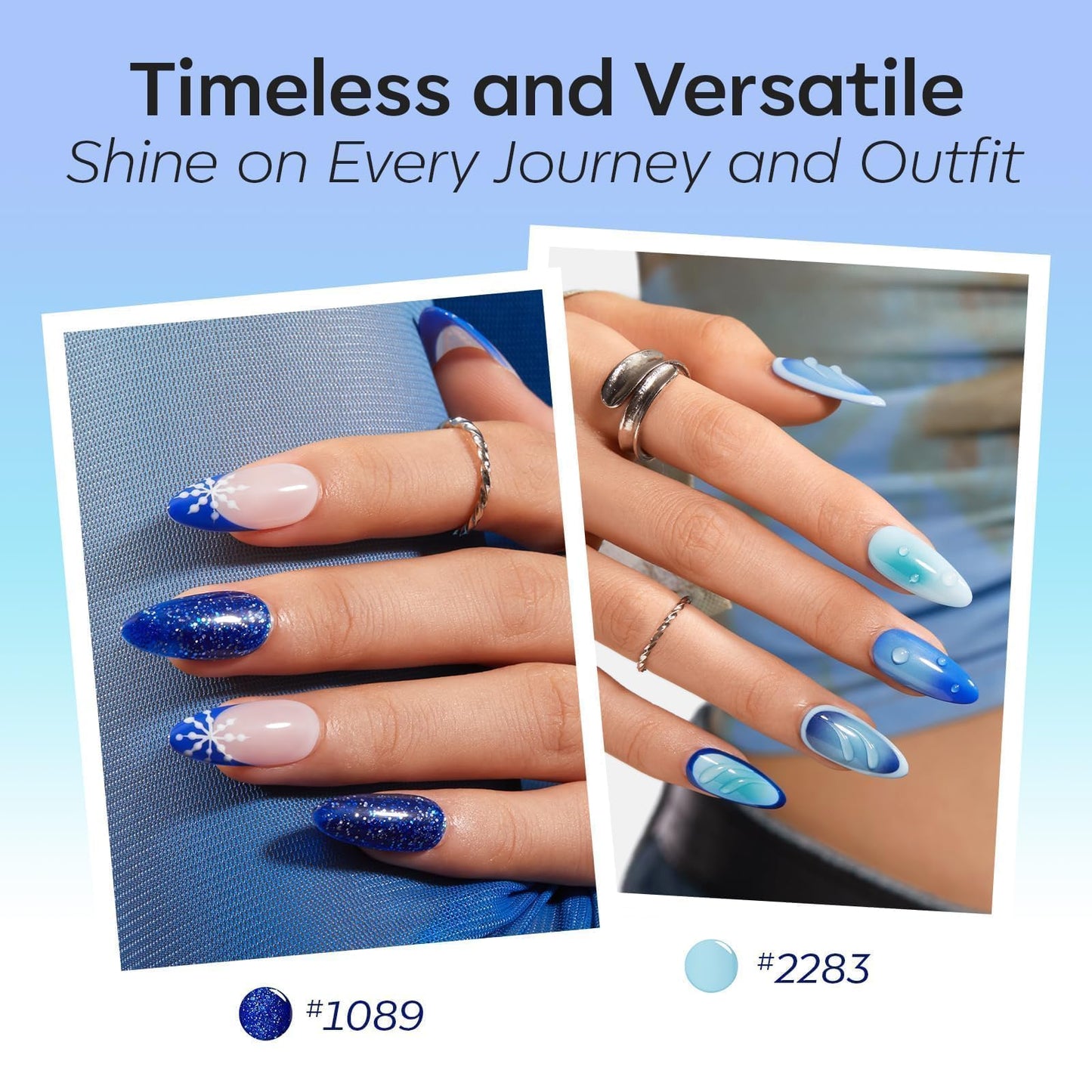 modelones Blue Gel Nail Polish, 6 Colors Spring Summer Hema Free Pastel Royal Navy Sky Icy Klein Dark Blue Glitter Gel Polish Galaxy 9D Cat Eye Nail Beauty and Personal Care modelones