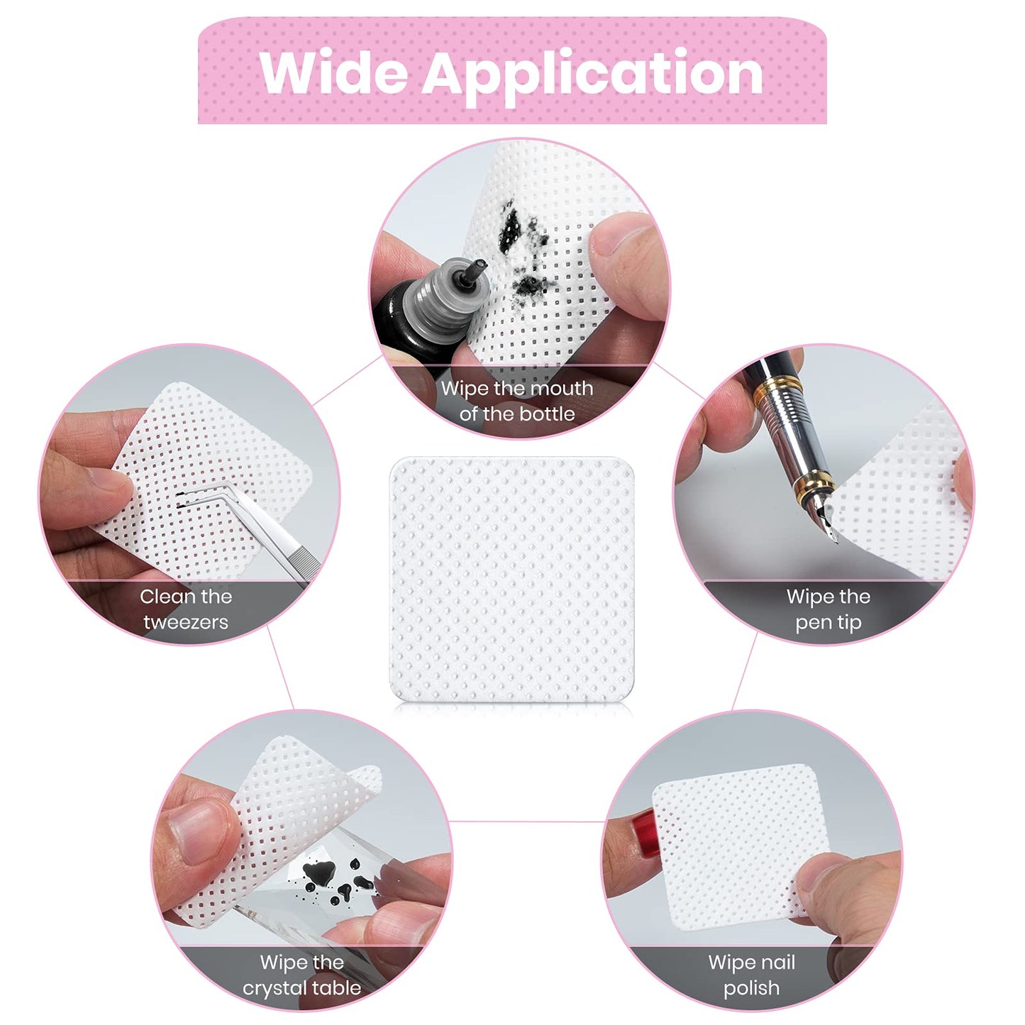 400 PCS Eyelash Extension Glue Wipes,Lint Free Nail Wipes,Super Absorbent Soft Non-woven Fabric Adhesive Nail Polish Remover Wipe, Glue Wiping Cloth