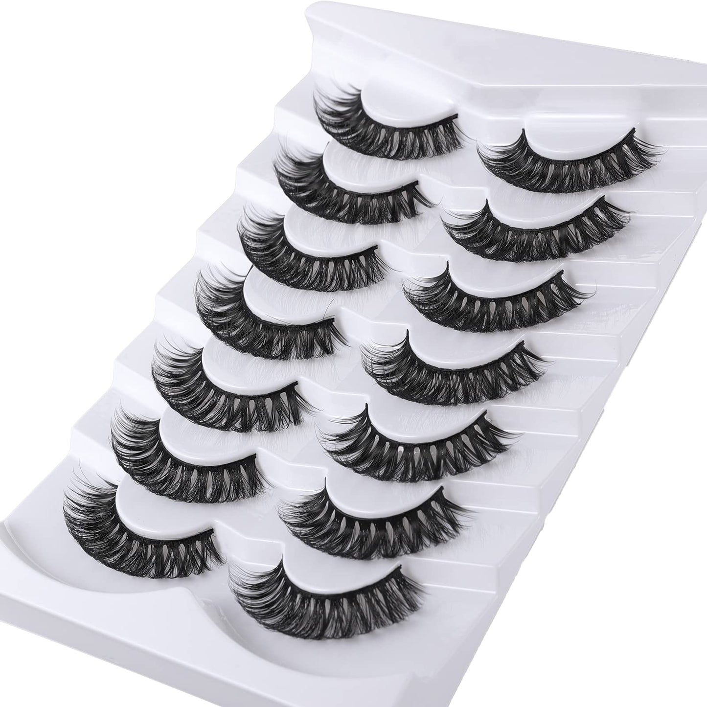 Mebver Russian Strip Lashes False Eyelashes Cat Eye Lashes Faux Mink Lashes Natural Look Fake Eyelashes Fluffy Wispy Lashes That Look Like Extensions