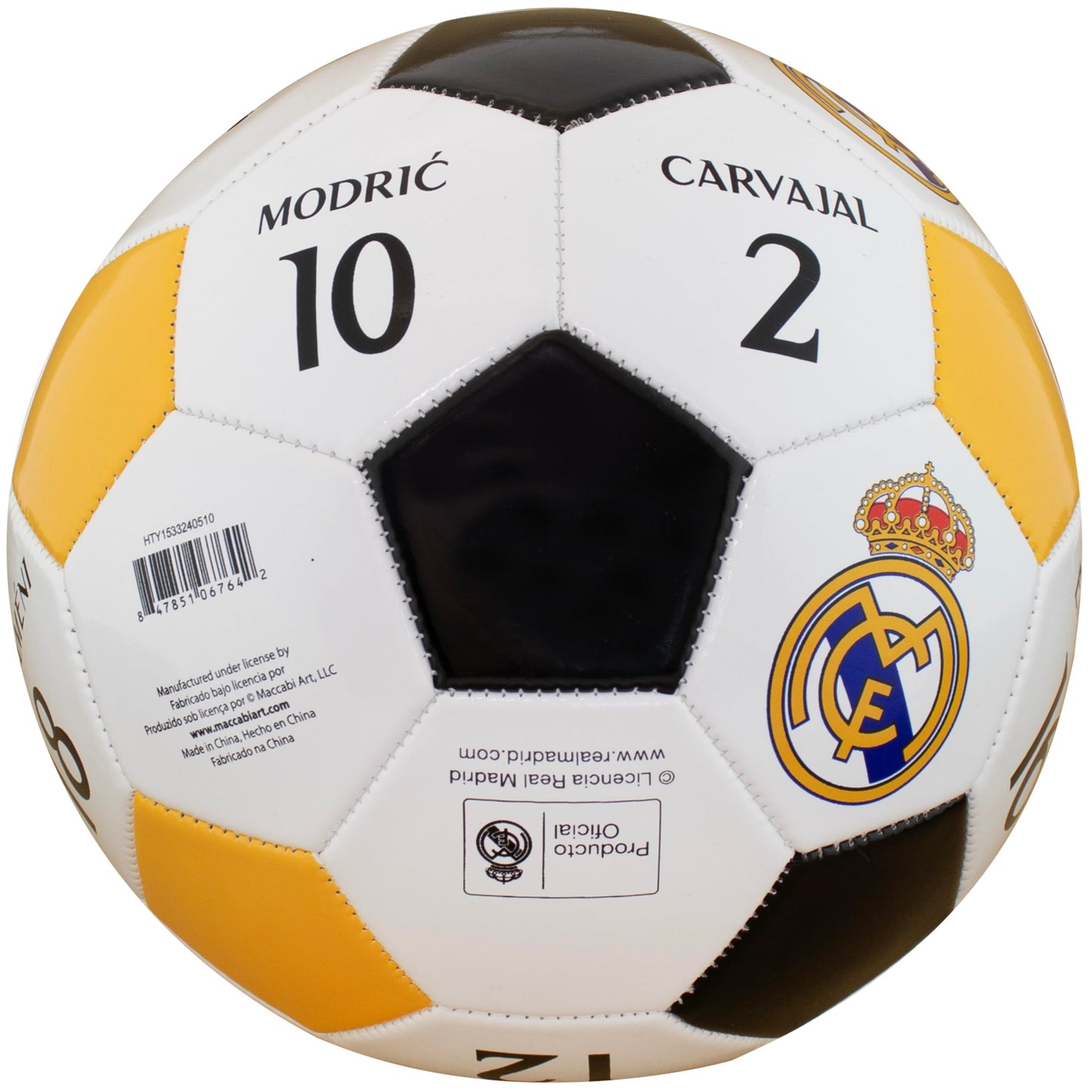 Maccabi Art Official Real Madrid 2024 UEFA Champions League Collectors Soccer Ball (Players Name and Number - Included Kroos and Rudiger)
