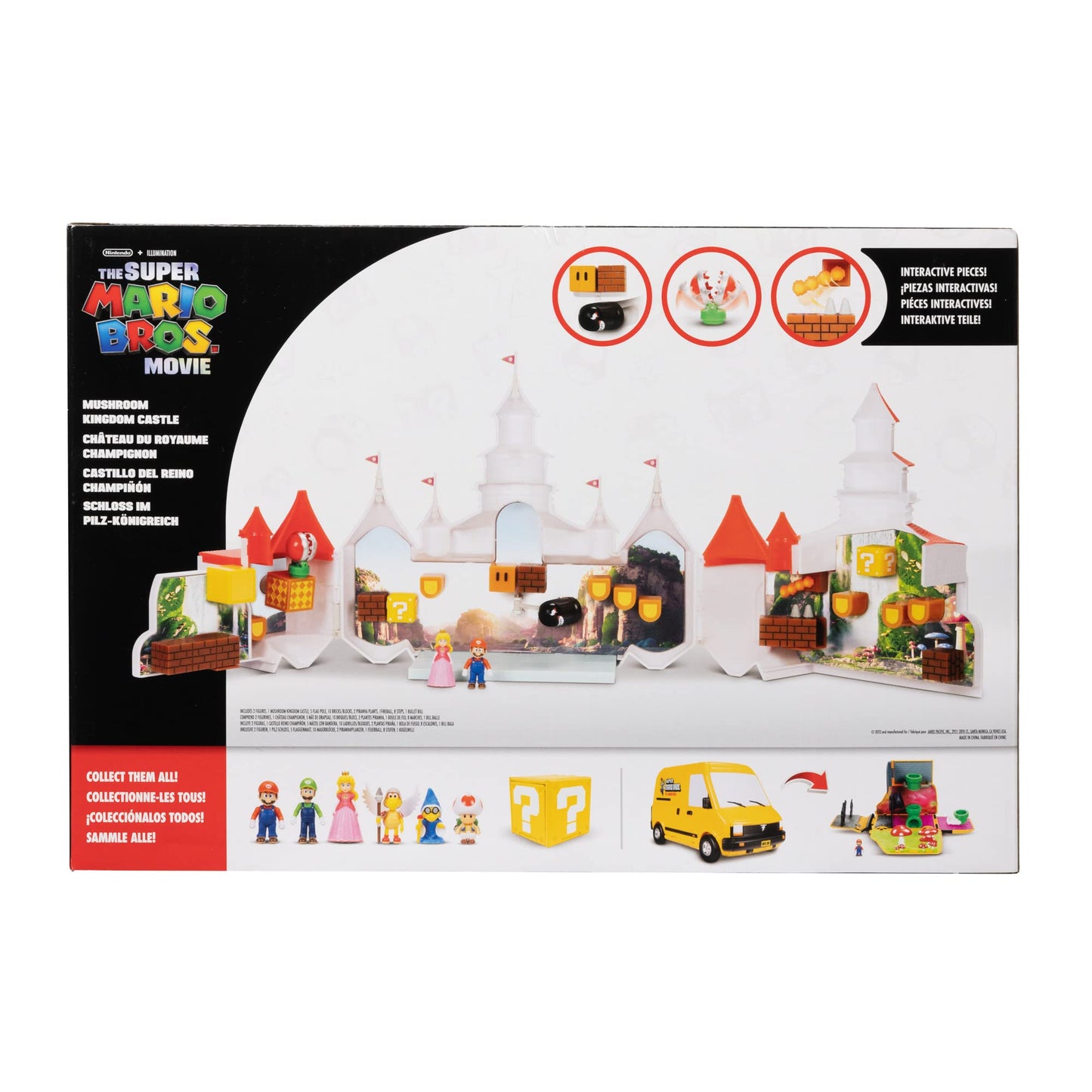 Super Mario Bros. Movie Mushroom Kingdom Castle Playset – Includes 1.25" Mario & Princess Peach Figures, Interactive Training Grounds, Ages 3+