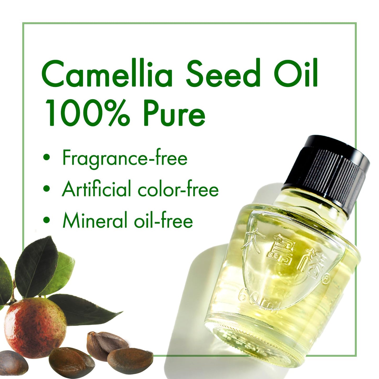 Oshima Tsubaki Camellia seed Oil - English Packaging for US - 100% Pure and Natural, Plant-Based, Single-Ingredient, Moisturizing for Hair, Face