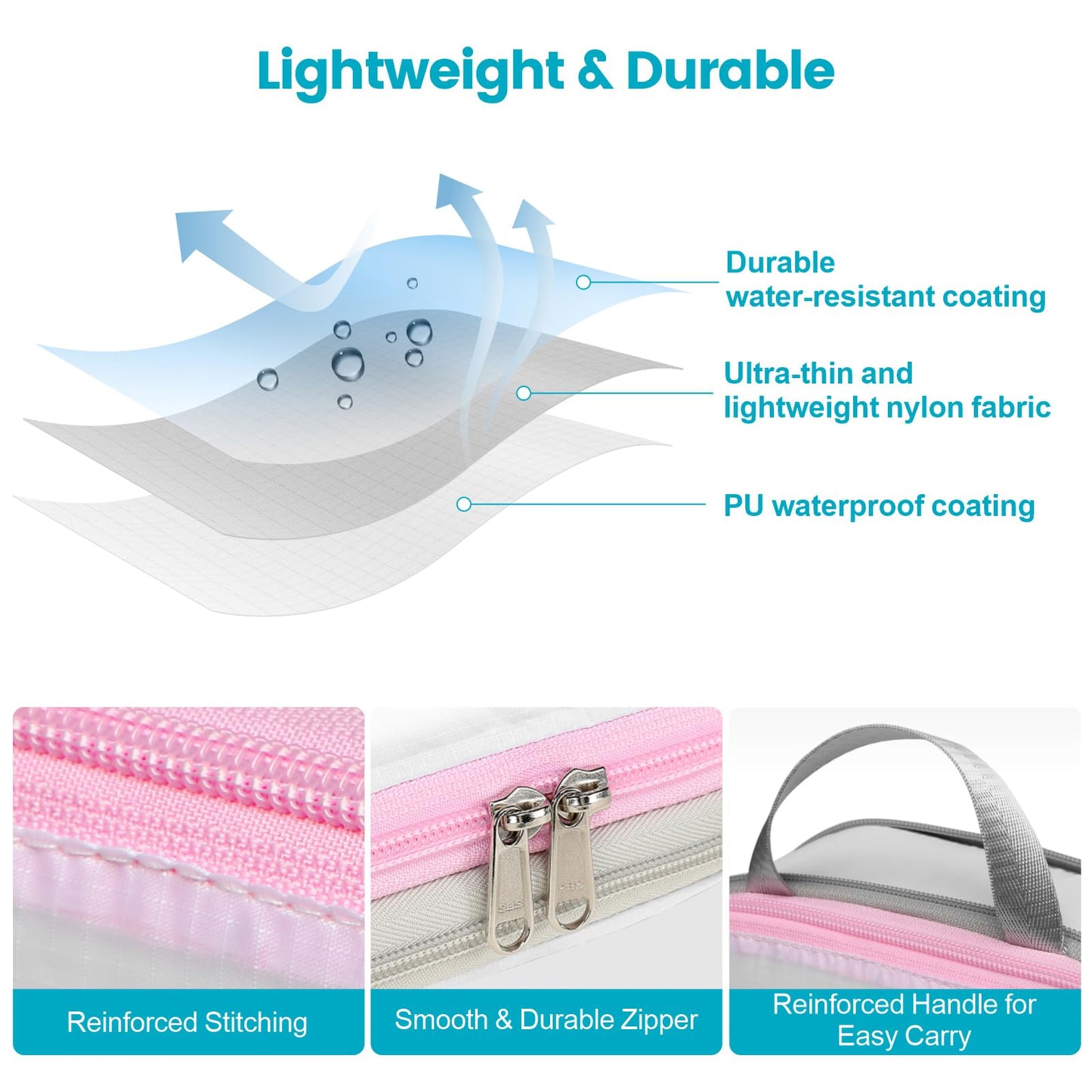 Cambond Compression Packing Cubes 4 Pack – Lightweight Expandable Luggage Organizers Travel Essentials Bags for Carry-On Suitcases, White