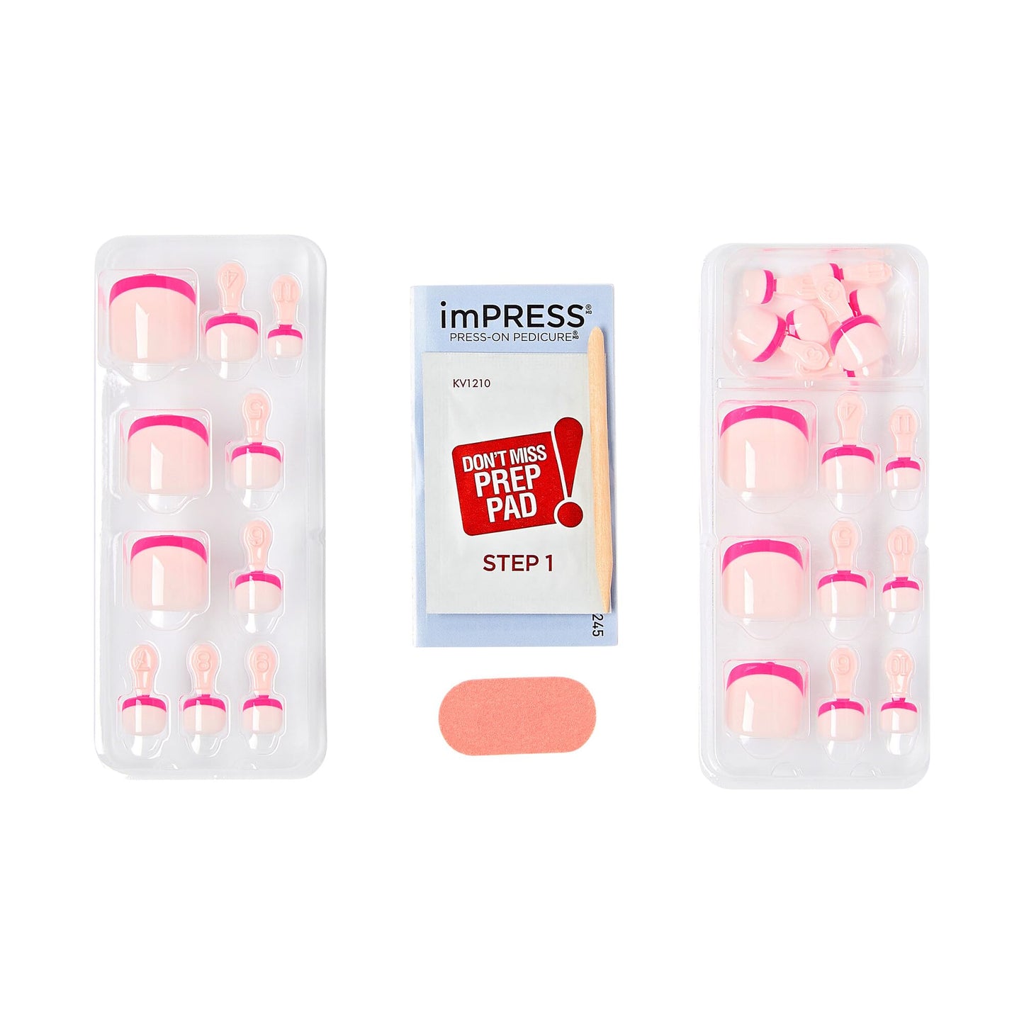 KISS imPRESS Color No Glue Pedi Press-On Toenails, Includes 24 Nails, Prep Pad, 1 Manicure Stick, 1 Mini File (Enjoy Today) Beauty & Personal Care KISS
