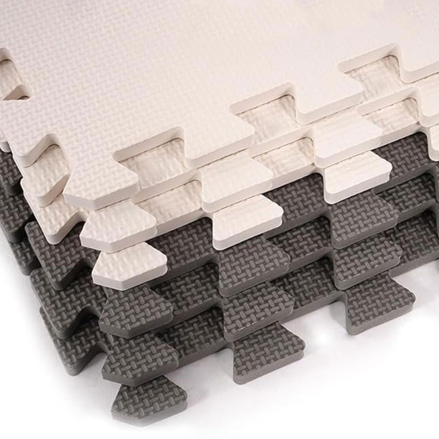 BalanceFrom Puzzle Play Mat – 36 Interlocking Foam Floor Tiles, Cream/Gray/Beige, Soft Playroom Flooring for Indoor & Outdoor Playpen