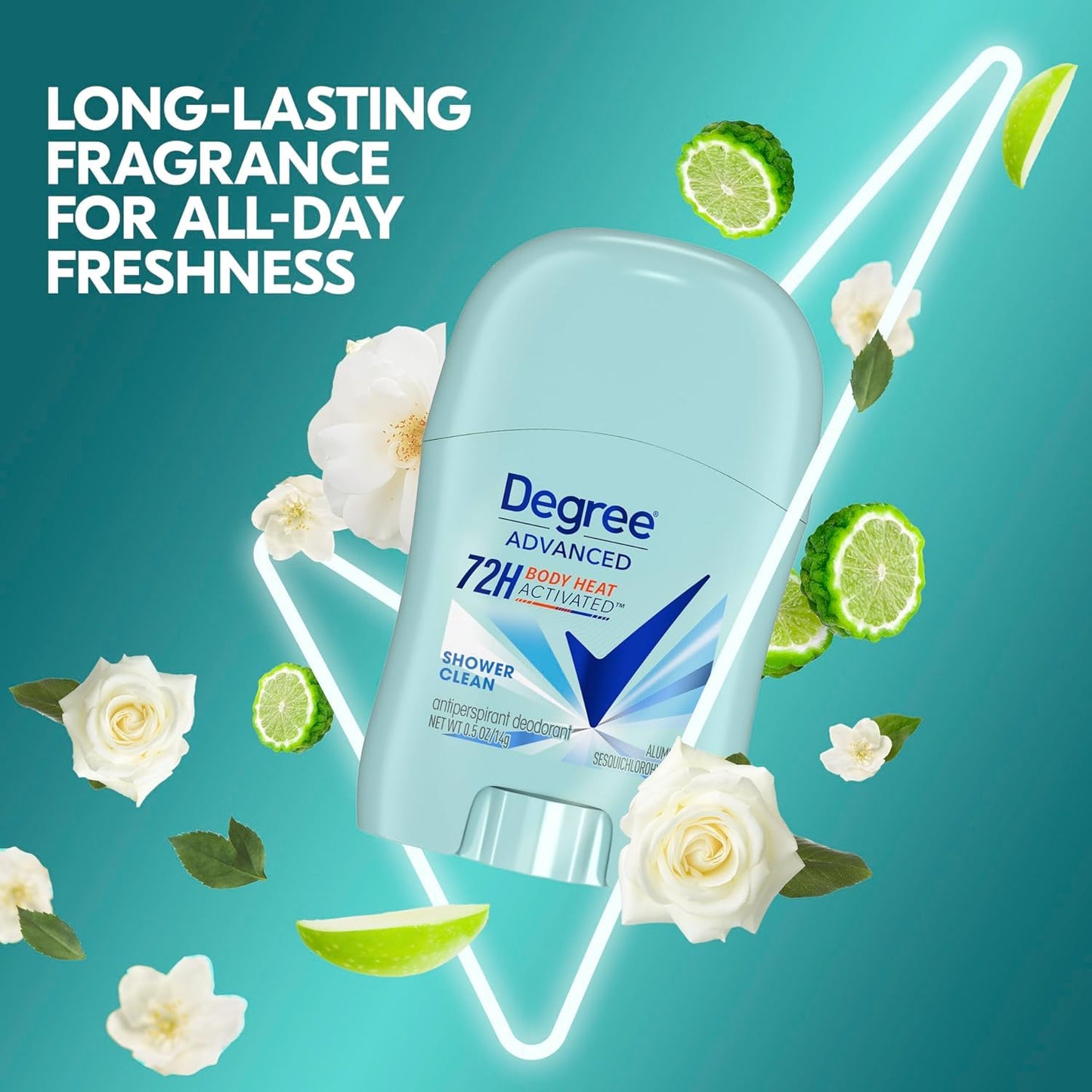Degree Advanced Antiperspirant Deodorant, Shower Clean 12-Pack - Travel Deodorant for Women, 72H Protection, 0.5 Oz Ea