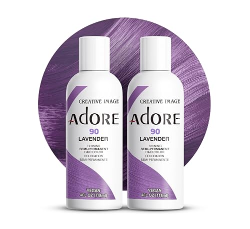 Adore Semi Permanent Hair Color (090 Lavender) (2 Pack) | Vegan & Cruelty-Free Purple Hair Dye | No Ammonia, No Peroxide, No Alcohol | 4 Fl Oz
