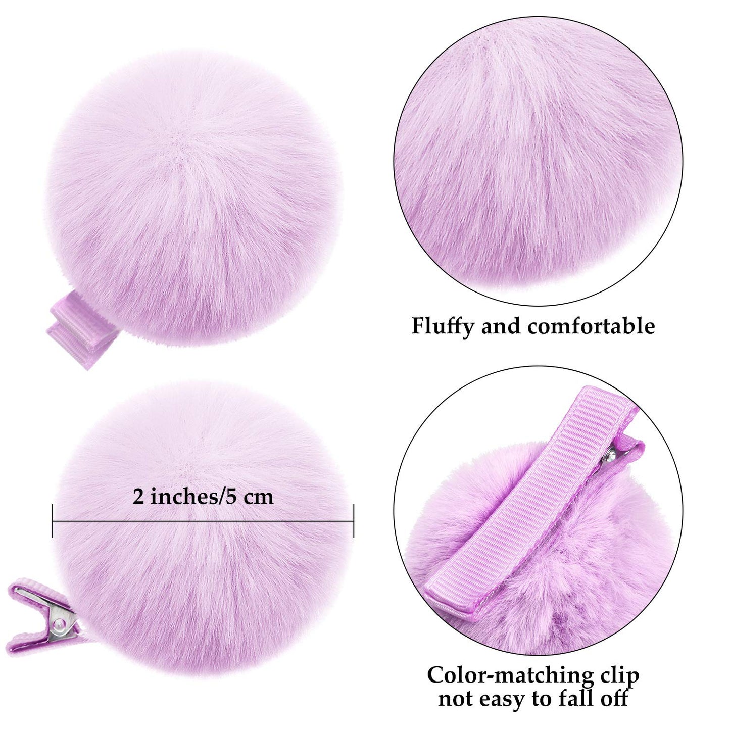 18 Pcs Pom Pom Hair Clip 2'' Candy Color Hair Clip