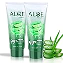ASYBO 200x2 ML Aloe Vera Gel - 99% Organic Pure Aloe Vera Hydrating Face & Body Moisturizer, Natural Aloe Cream for Dry Skin, Sunburn, Acne, Soothing