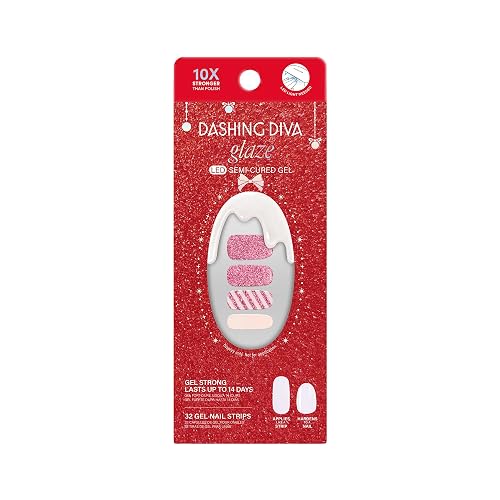 Dashing Diva Glaze Nail Strip Set - Rose Holiday - Long Lasting, Chip Resistant, Semi-Cured Gel Nail Strips - Gel Set - 4-Piece Manicure Kit with 32 Beauty & Personal Care Dashing Diva