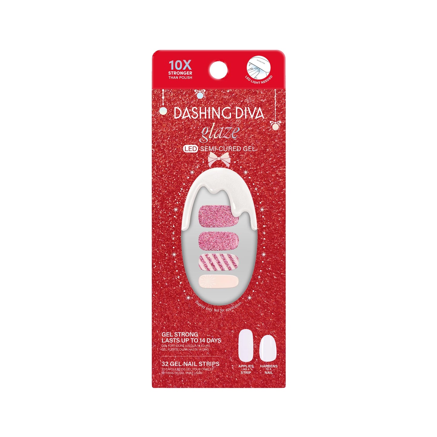 Dashing Diva Glaze Nail Strip Set - Rose Holiday - Long Lasting, Chip Resistant, Semi-Cured Gel Nail Strips - Gel Set - 4-Piece Manicure Kit with 32 Beauty & Personal Care Dashing Diva