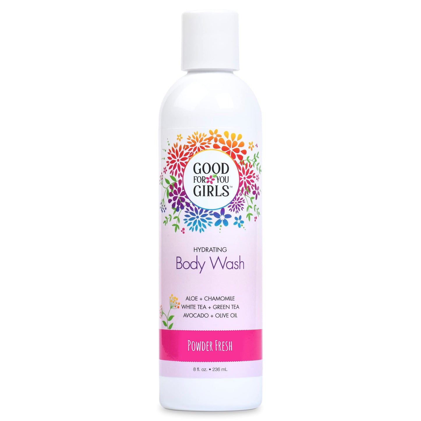 Good For You Girls Natural Body Wash with Aloe, Avocado & Jojoba Oils,Shower Gel Body Wash for Girls to Adults, Vegan and Paraben Free, Powder Scent