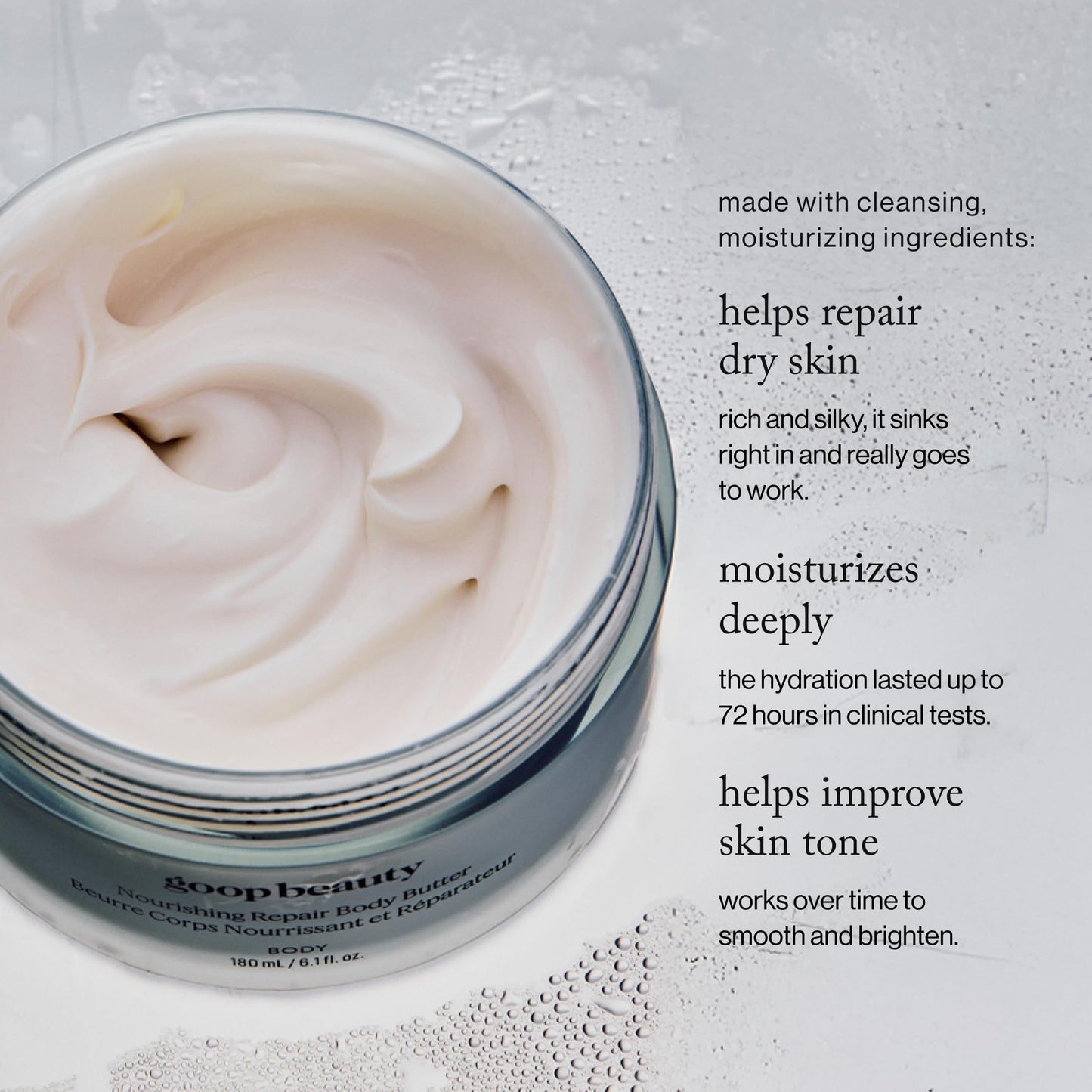 goop Beauty Body Butter | Lotion for Dry Skin | Nourishing Butters & Botanical Extracts | Hydrating & Firming Cream | 6.1 fl oz