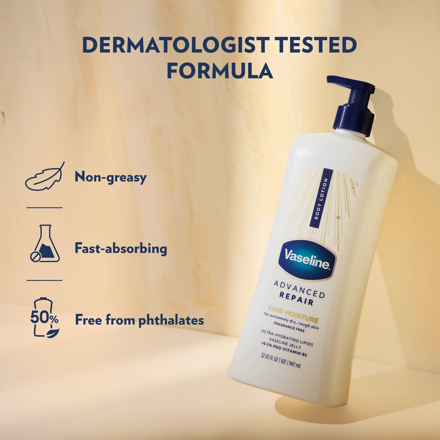 Vaseline Intensive Care Body Lotion Advanced Repair Unscented for Dry Skin Lotion Made with Ultra-Hydrating Lipids + Vaseline Jelly to Repair