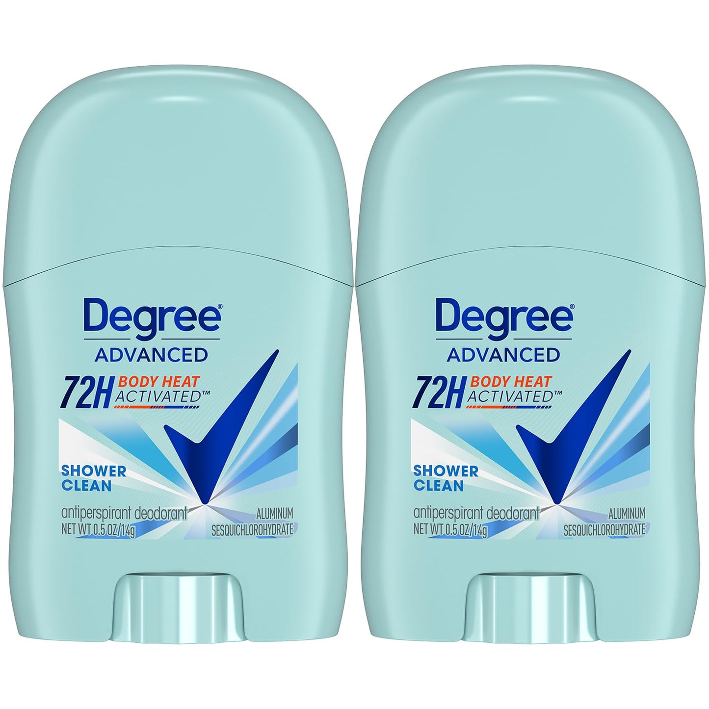 Degree Advanced Antiperspirant Deodorant, Shower Clean 2-Pack - Travel Deodorant for Women, 72H Protection, 0.5 Oz Ea
