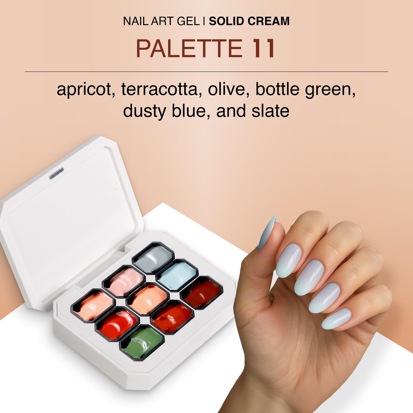 Cre8tion Nail Art Gel Solid Cream Palette for Nail Painting, Ombre, Stamping and Coverage, HEMA Free, TPO Free, 9 Colors (11) Beauty & Personal Care Cre8tion