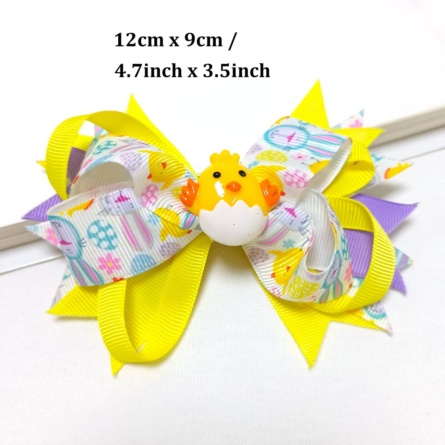 Easter Large Bows Hair Clips Boutique Grosgrain Ribbon Hair Pins Lovely Easter Egg Bunny Pattern Headwear Hair Accessories for Kids Girls