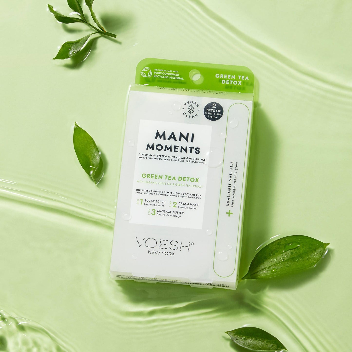 VOESH Mani Moments, Two Sets of Mani in a Box 3 Step + Nail File, Green Tea Detox, Manicure Kit, Hand Care, Nail Supplies, Home Manicure Beauty & Personal Care VOESH