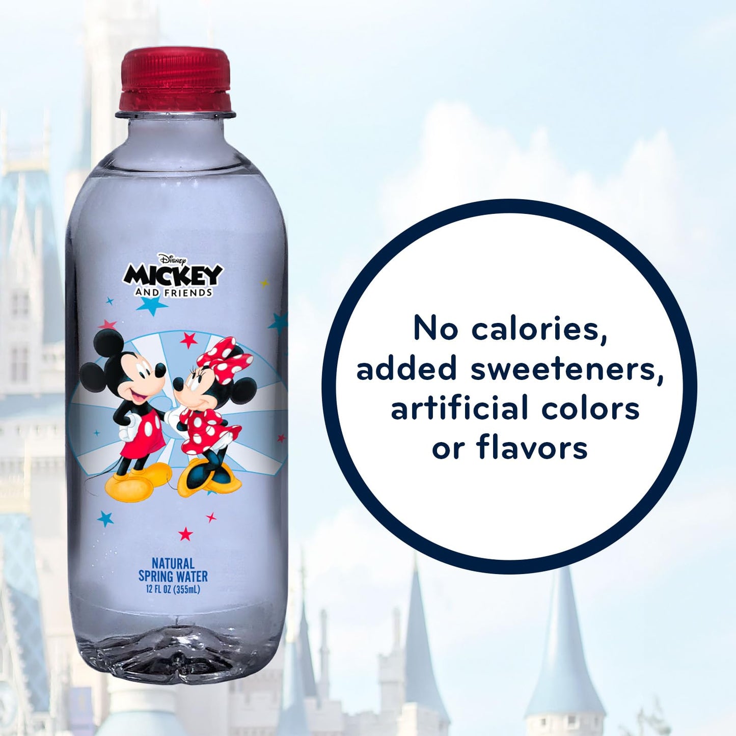 PULSE Mickey and Minnie Mouse Natural Spring Water - Disney Bottles - Filtered Spring - BPA-Free Recyclable Bottles - 12 Pack
