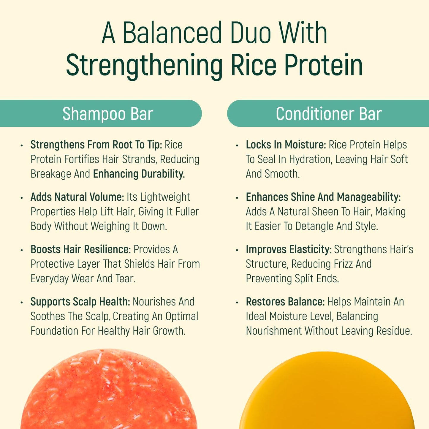 Solid Rice Protein Water Shampoo & Conditioner Hair Soap - Shampoo and Conditioner Bars For Hair With All Natural Plant Based Essential Oils And Zero