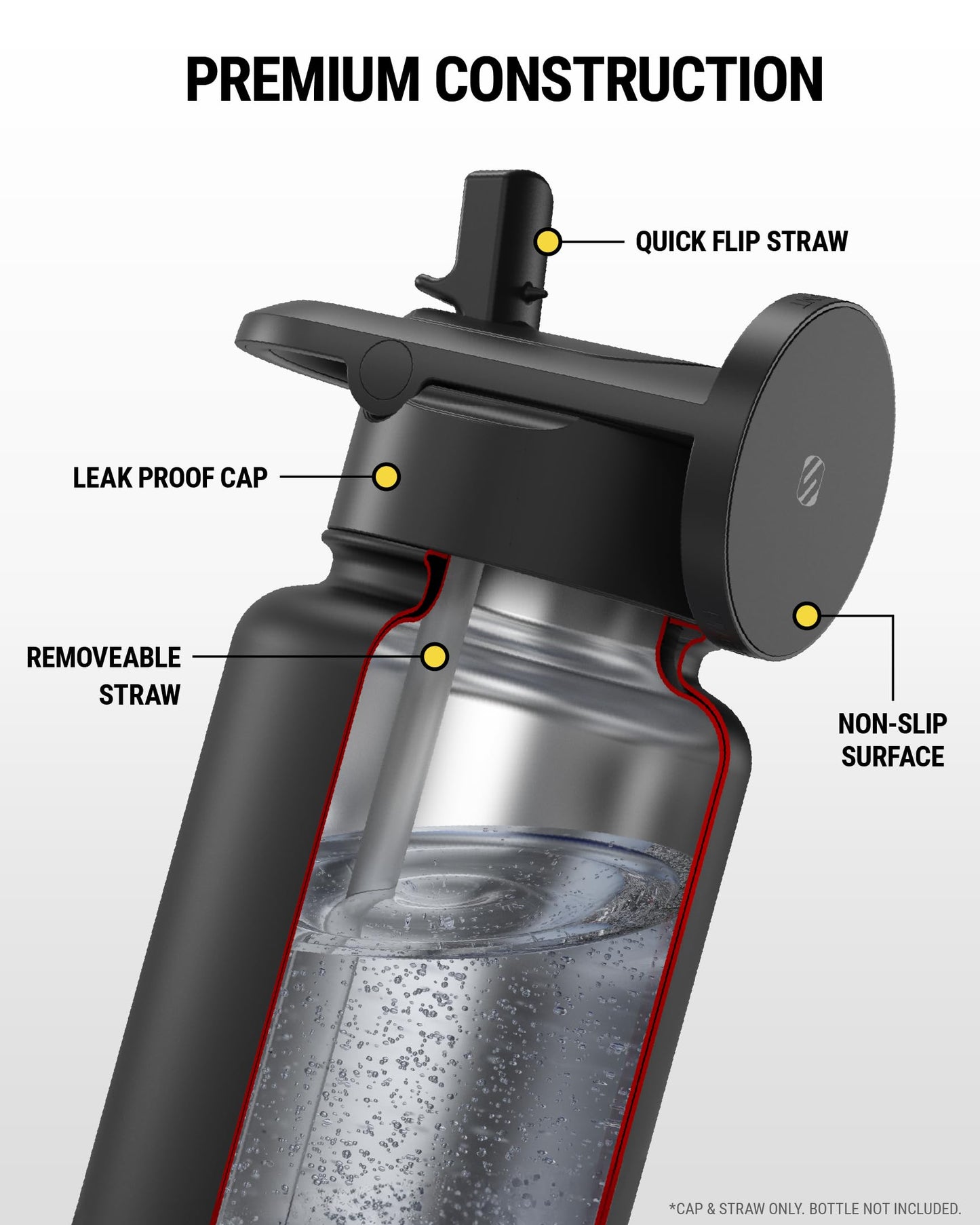 Scosche MFMSCAP Water Bottle Lid Replacement with MagSafe Phone Holder for Wide Mouth Refillable Water Bottles, Magnetic Phone Mount Compatible…