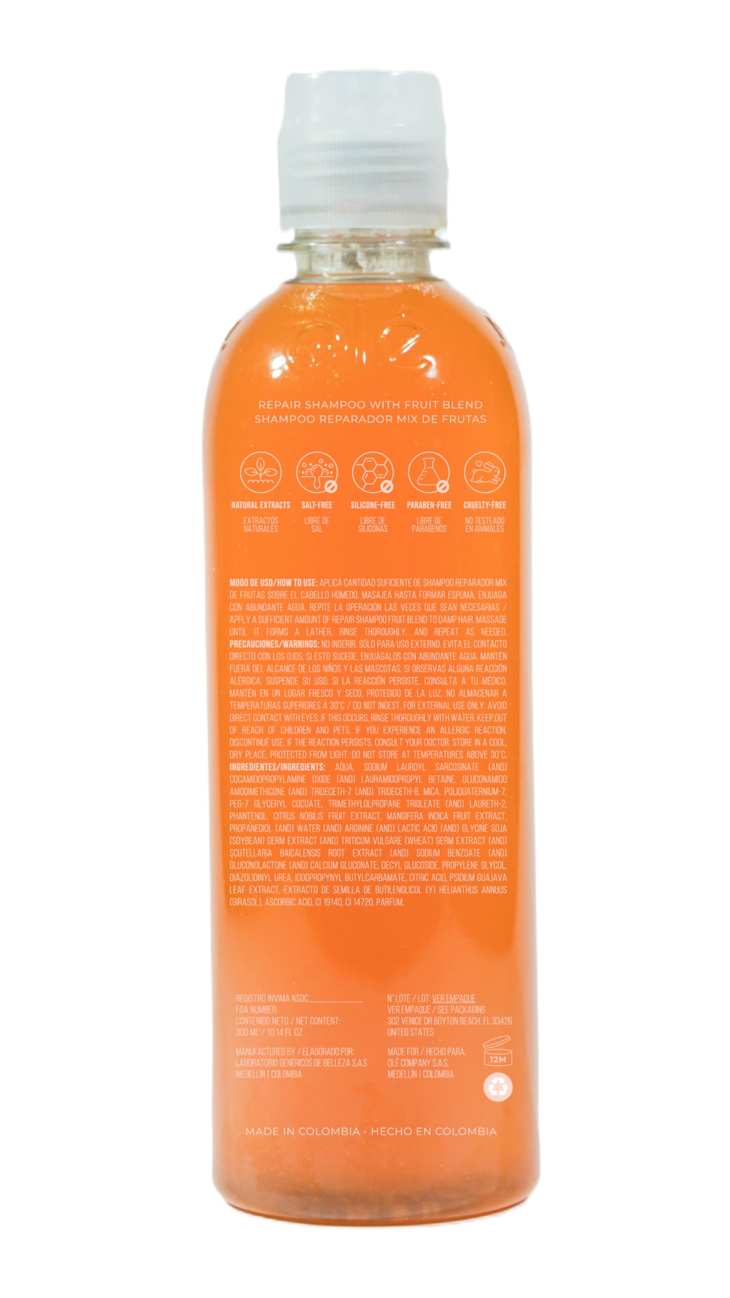 OLÉ Color-Protective Hair 5 Piece Pack - Fruit Mix Shampoo + Mango Butter & Tangerine Conditioner + Detangling Thermo protector + Anti-Frizz