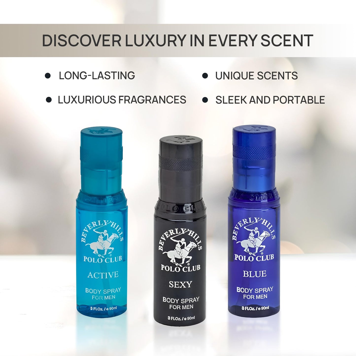 Beverly Hills Polo Club Men's Body Spray Collection Gift Set Featuring Luxury Designer Cologne Scents for Long Lasting Freshness
