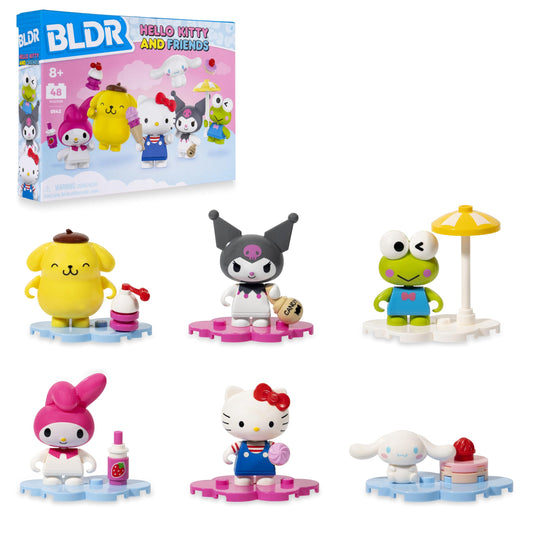 BLDR Hello Kitty & Friends 6-Pack Minifigures – Hello Kitty, Cinnamoroll, Pompompurin, My Melody, Keroppi & Kuromi, Amazon Exclusive, Ages 8+