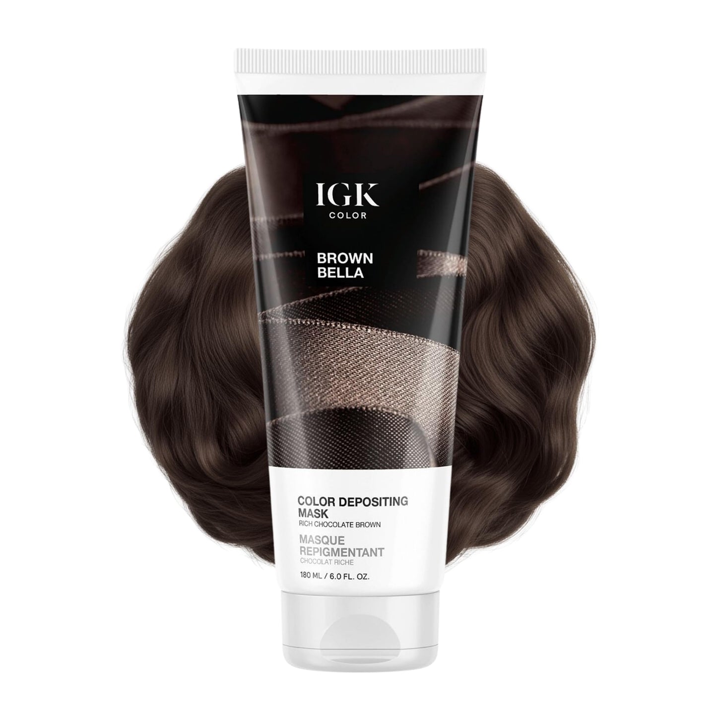 IGK Brown Bella | Chocolate Brown Hair Gloss + Color Depositing Mask | Boost Shine, Enhance Brunette Tones, Refresh Color | Semi Permanent
