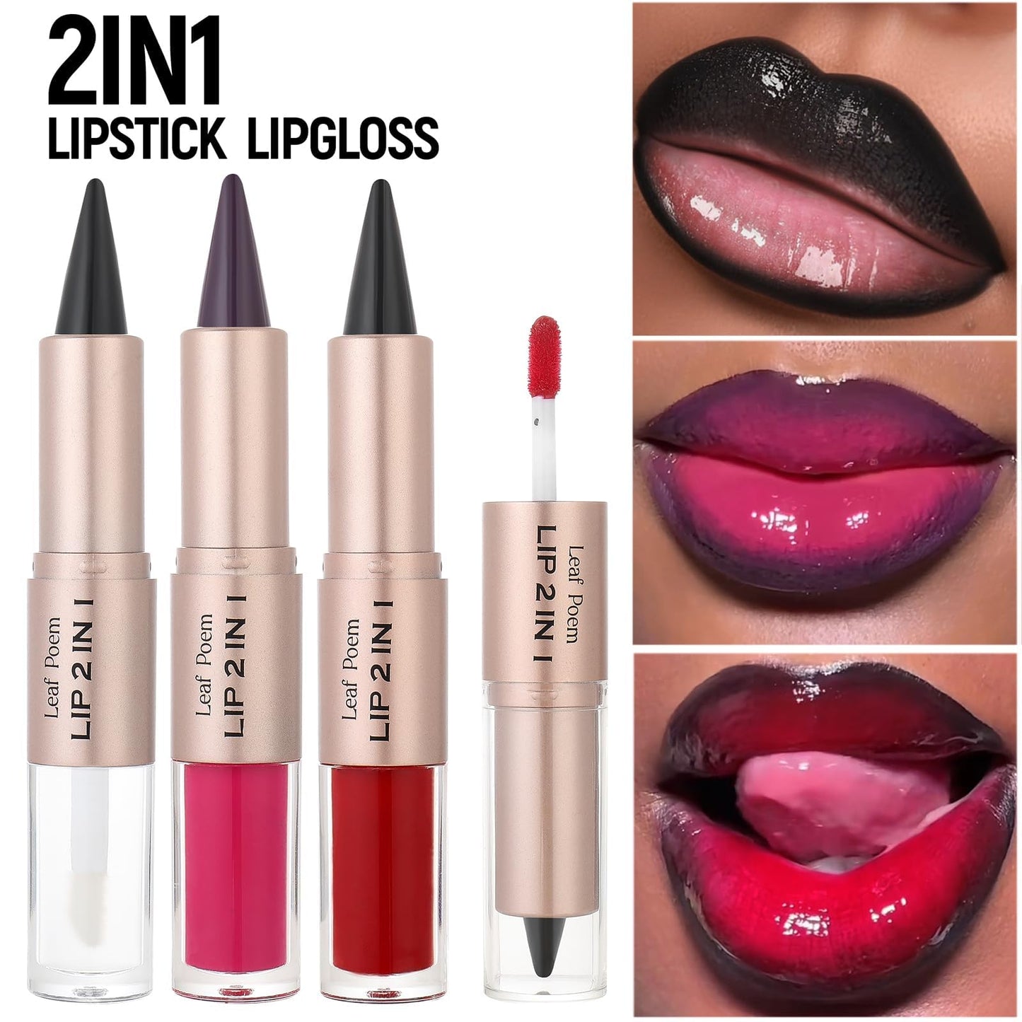 BAISEN DIARY 2-in-1 Double-Ended Matte Lip Liner & Lip Gloss Duo, Caramel Brown Nude Ombre Lip Combo Pencil, Lip Liner and Lipstick Gloss Set Beauty and Personal Care BAISEN DIARY
