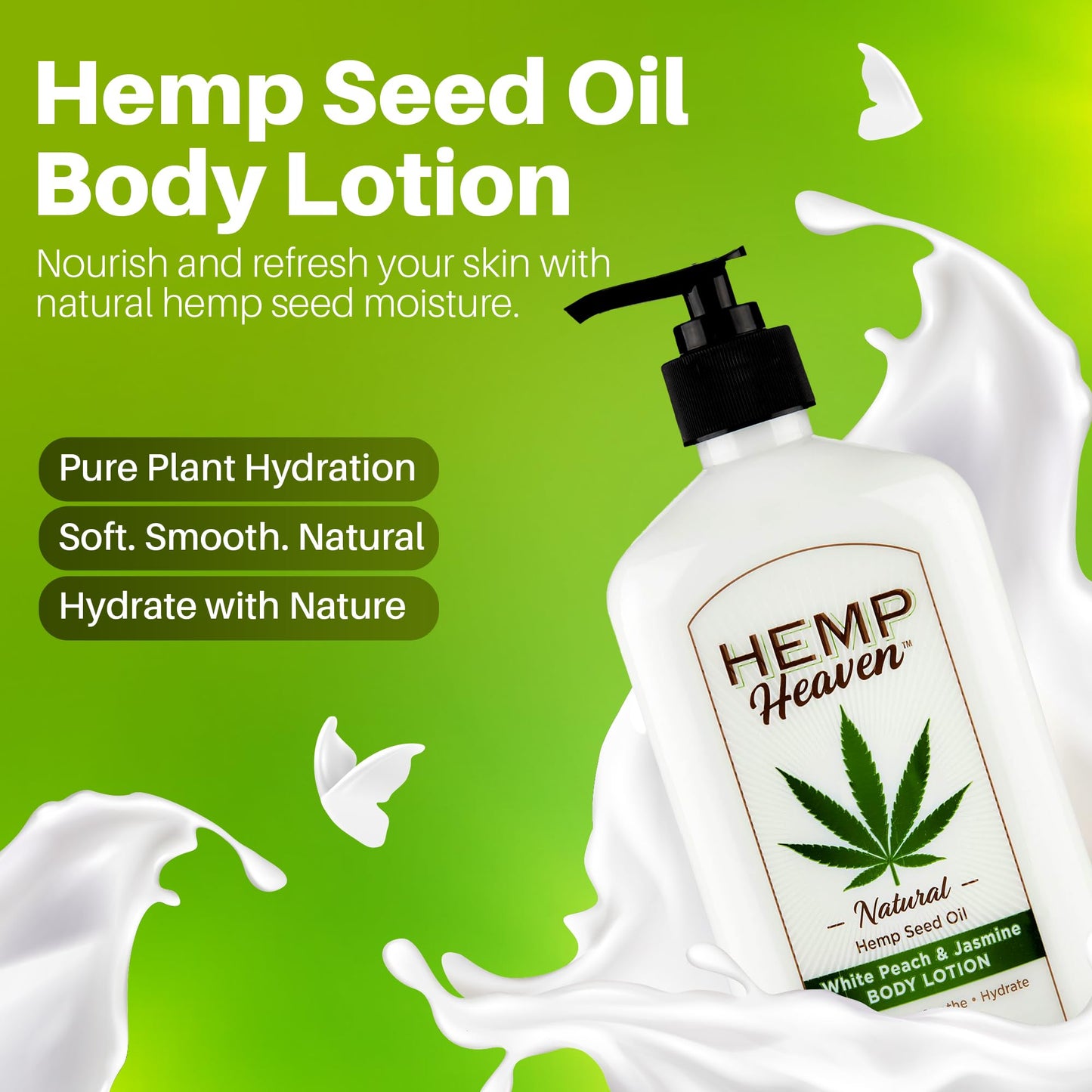 Hemp Heaven Hemp Lotion - Natural Hemp Seed Oil, Paraben-Free, 18 oz, Made in USA, Nourishing for Men & Women, EWG Verified, Anti-Aging (Peach