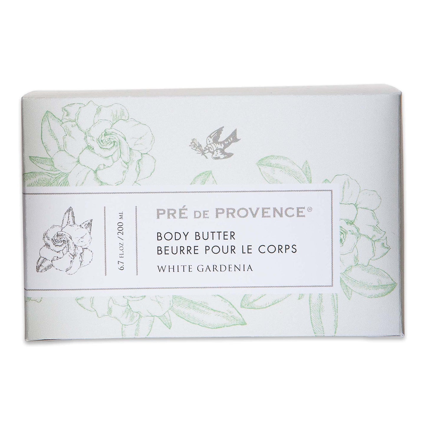 Pre de Provence Collection Shea Butter Enriched Body Butter Soothing & Hydrating Emollient Cream Body Moisturizer for Women, 6.7 Fl Oz, White Gardenia