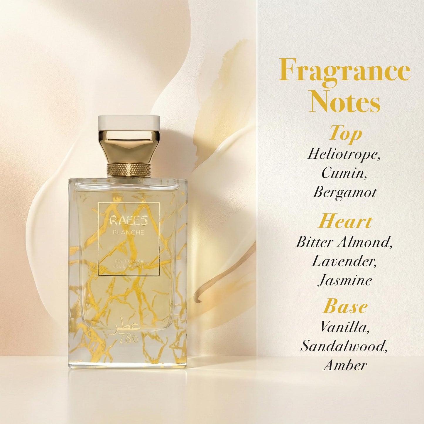 Jo Milano Raees Blanche Eau De Parfum Spray | 3.4 oz (100ml) | Almond, Vanilla, Sweet, Fruity, Fresh, Powdery Scent | Long Lasting Fragrance for Men