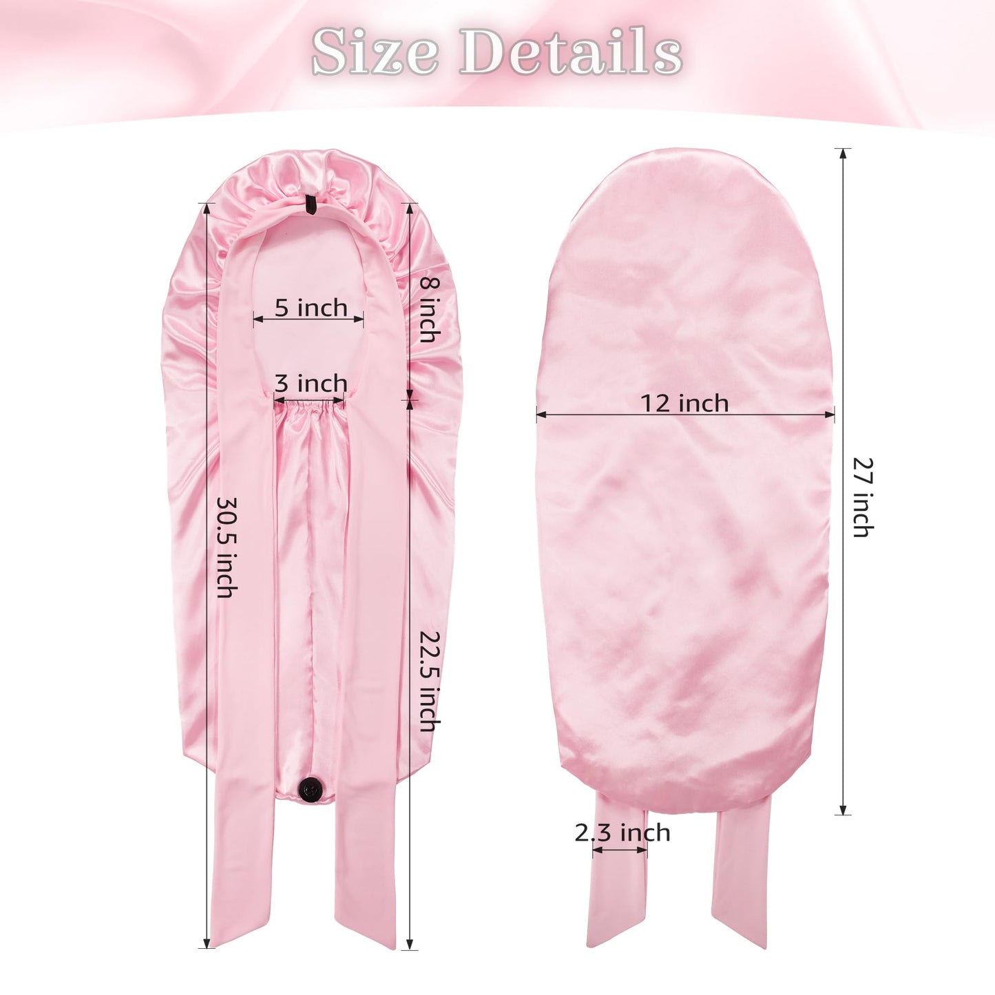 ROYBENS Long Bonnet Satin Hair Silk Bonnet for Sleeping Women, Silky Bonnets for Women with Tie Band, Sleep Cap for Braids Curly Hair Beauty and Personal Care ROYBENS