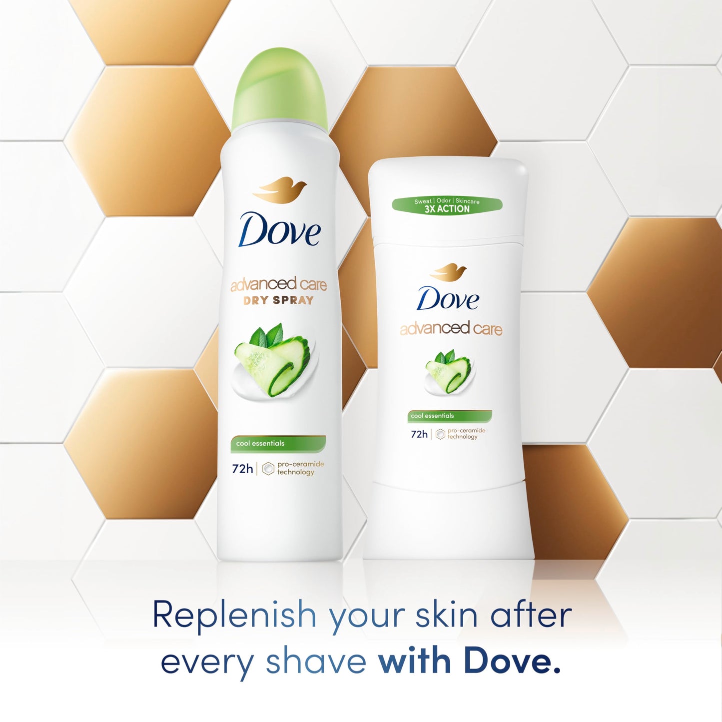 Dove Advanced Care Anti Deo Stick Cool Essentials Pack of 12 for helping your skin barrier repair after shaving 72 h odor control and all-day sweat Beauty and Personal Care Dove