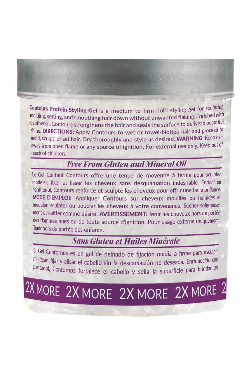 Design Essentials Contours Protein Styling Gel, Medium Hold Styling Gel with Panthenol, Flake-Free Definition for Relaxed & Natural Hair, 32 oz