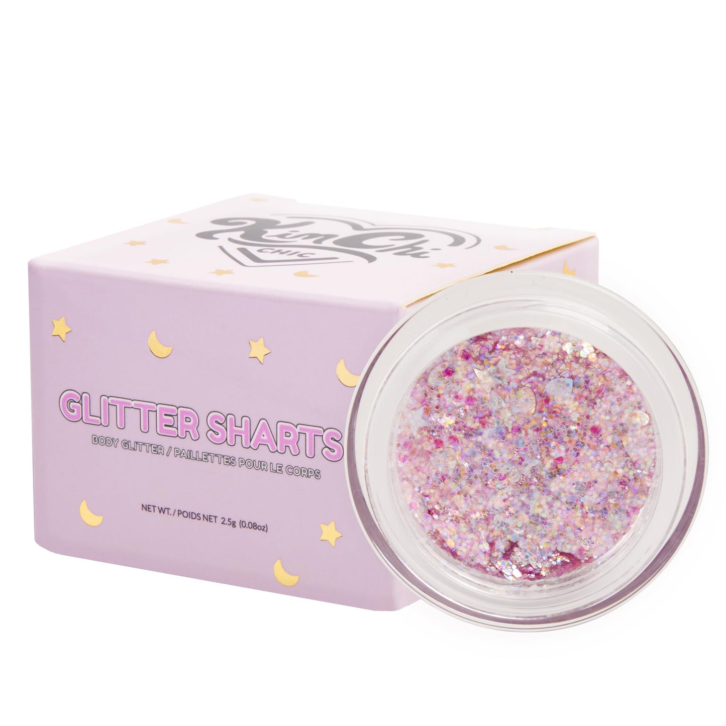 KimChiChic Beauty Glitter Sharts, Chunky Face & Body Glitter, Multi-Use for Hair, Cheeks & Collarbone, Adds Bold, Sparkling Shine, Super Bloom, 2.5g